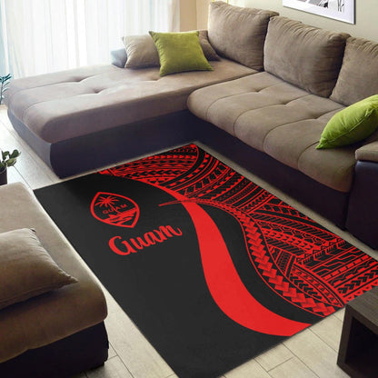 Guam Area Rug - Red Polynesian Tentacle Tribal Pattern