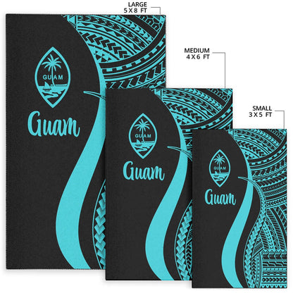 Guam Area Rug - Turquoise Polynesian Tentacle Tribal Pattern