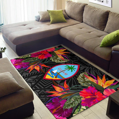Guam Area Rugs Hibiscus Polynesian Pattern