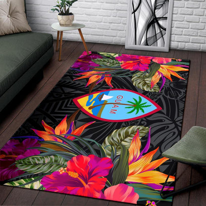 Guam Area Rugs Hibiscus Polynesian Pattern