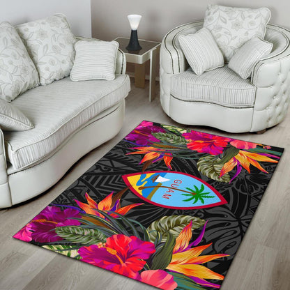 Guam Area Rugs Hibiscus Polynesian Pattern