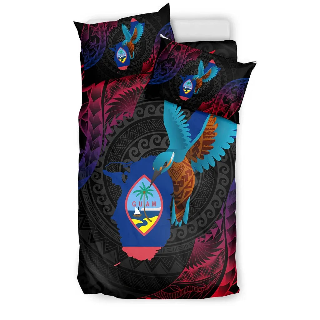Guam Bedding Set - Kingfisher Bird With Map