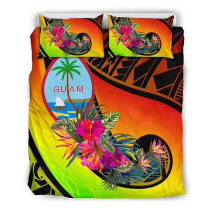 Guam Bedding Set - Polynesian Hook And Hibiscus (Raggae)