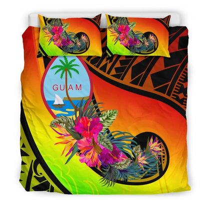Guam Bedding Set - Polynesian Hook And Hibiscus (Raggae)