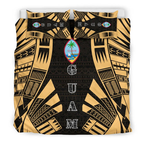 Guam Duvet Cover Set - Polynesian Tattoo Gold