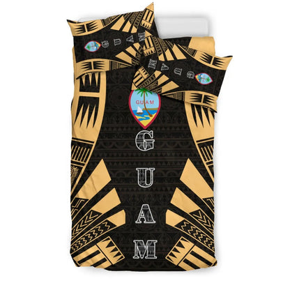 Guam Duvet Cover Set - Polynesian Tattoo Gold