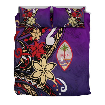 Guam Bedding Set - Tribal Flower With Special Turtles Purple Color