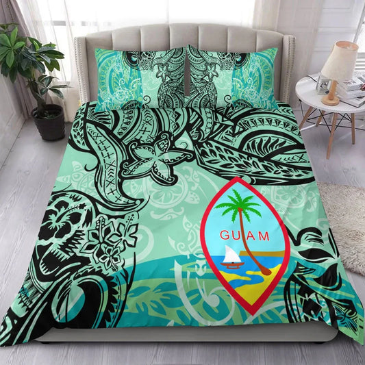 Guam Bedding Set - Vintage Floral Pattern Green Color