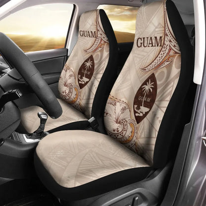 Guam Car Seat Cover - Hibiscus Flowers Vintage Style