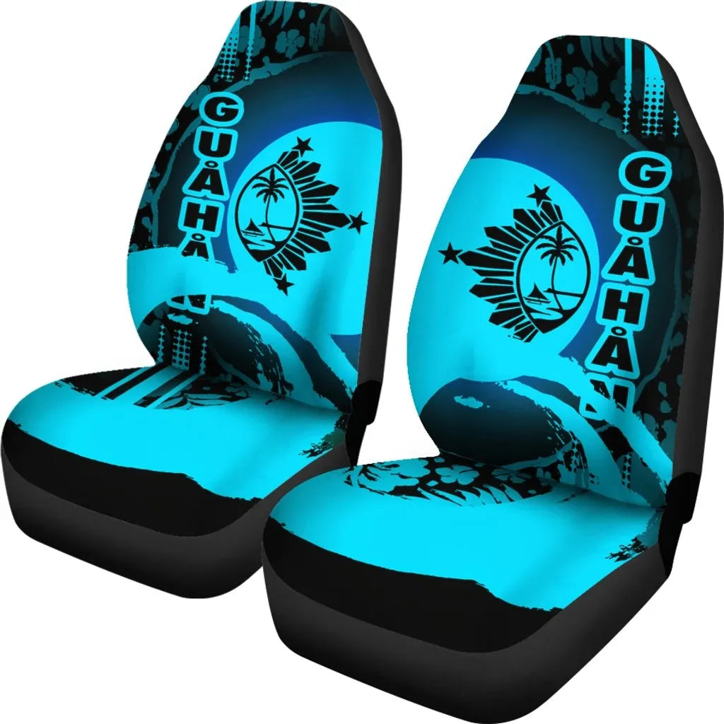 Guam Car Seat Covers - Guam Coat Of Arms Hibiscus And Wave Navy