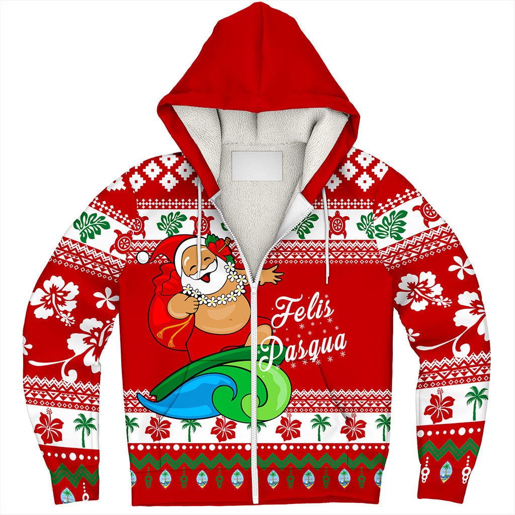 Guam Sherpa Hoodie Santa Claus Ho Ho Ho Christmas