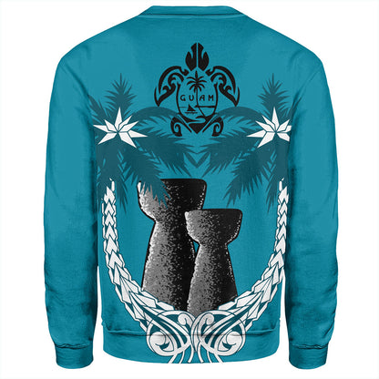 Guam Sweatshirt Coconut Tree With Coat Of Arms