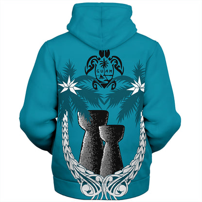 Guam Sherpa Hoodie Coconut Tree With Coat Of Arms
