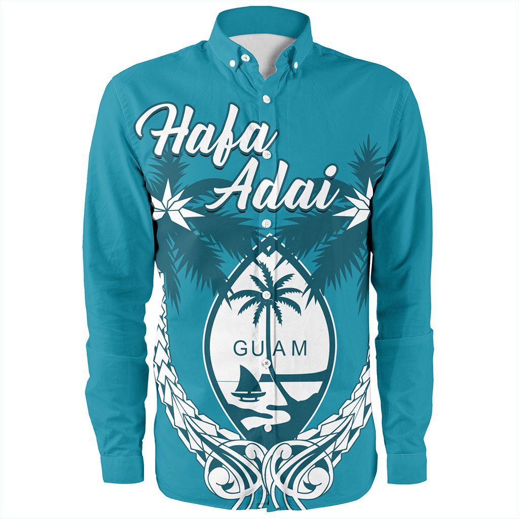 Guam Long Sleeve Shirt Coconut Tree With Coat Of Arms