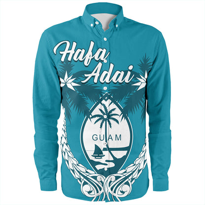 Guam Long Sleeve Shirt Coconut Tree With Coat Of Arms