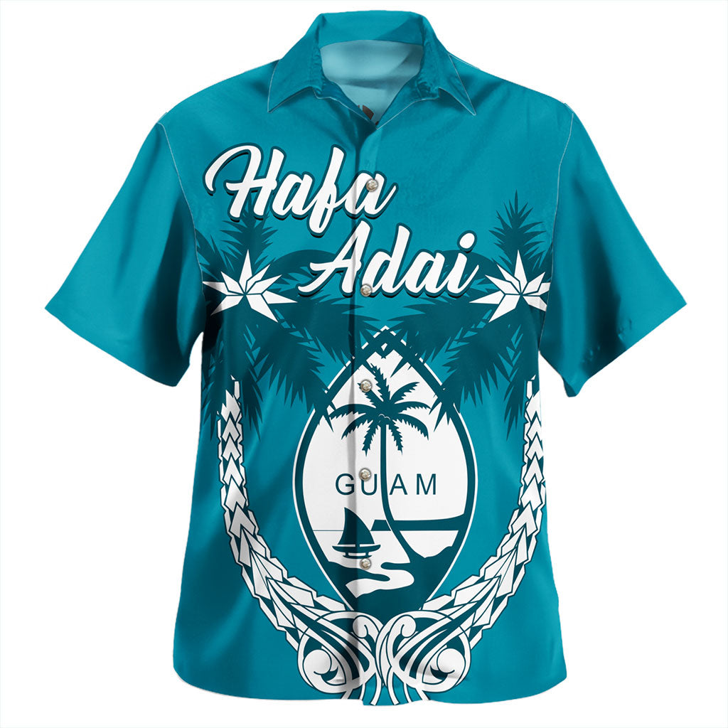 Guam Hawaiian Shirt Coconut Tree With Coat Of Arms
