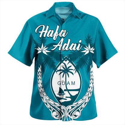 Guam Hawaiian Shirt Coconut Tree With Coat Of Arms
