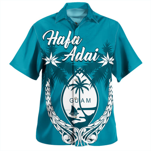 Guam Hawaiian Shirt Coconut Tree With Coat Of Arms