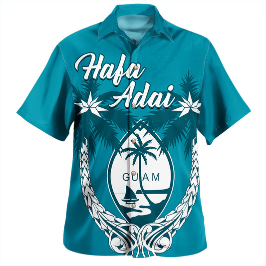 Guam Hawaiian Shirt Coconut Tree With Coat Of Arms