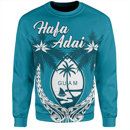 Guam Sweatshirt Coconut Tree With Coat Of Arms
