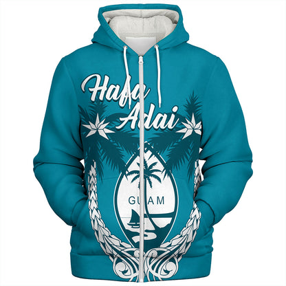 Guam Sherpa Hoodie Coconut Tree With Coat Of Arms