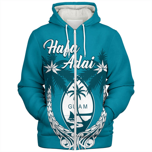 Guam Sherpa Hoodie Coconut Tree With Coat Of Arms