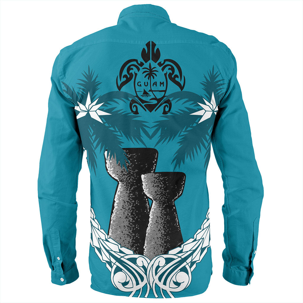 Guam Long Sleeve Shirt Coconut Tree With Coat Of Arms