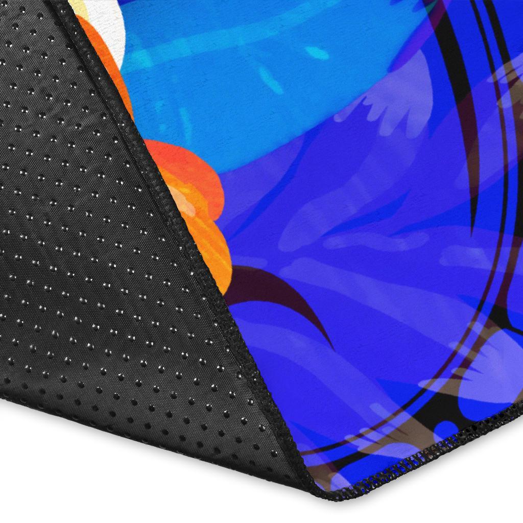 Guam Custom Personalised Area Rug - Humpback Whale with Tropical Flowers (Blue)