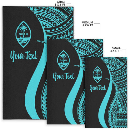 Guam Custom Personalised Area Rug - Turquoise Polynesian Tentacle Tribal Pattern