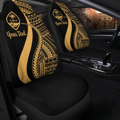 Guam Custom Personalised Car Seat Covers - Gold Polynesian Tentacle Tribal Pattern