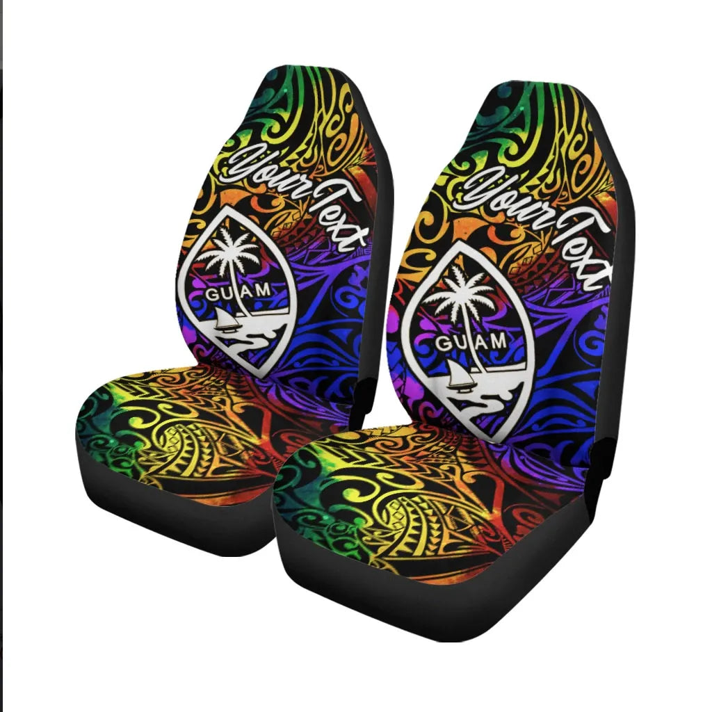 Guam Custom Personalised Car Seat Covers - Rainbow Polynesian Pattern