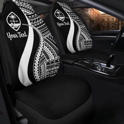Guam Custom Personalised Car Seat Covers - White Polynesian Tentacle Tribal Pattern