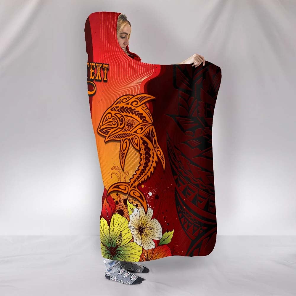 Guam Custom Personalised Hooded Blankets - Tribal Tuna Fish