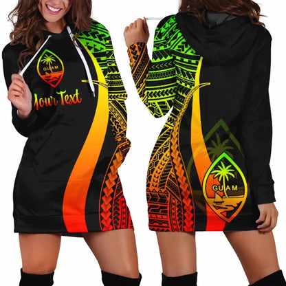 Guam Custom Personalised Hoodie Dress - Reggae Polynesian Tentacle Pattern