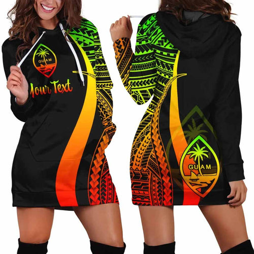 Guam Custom Personalised Hoodie Dress - Reggae Polynesian Tentacle Pattern