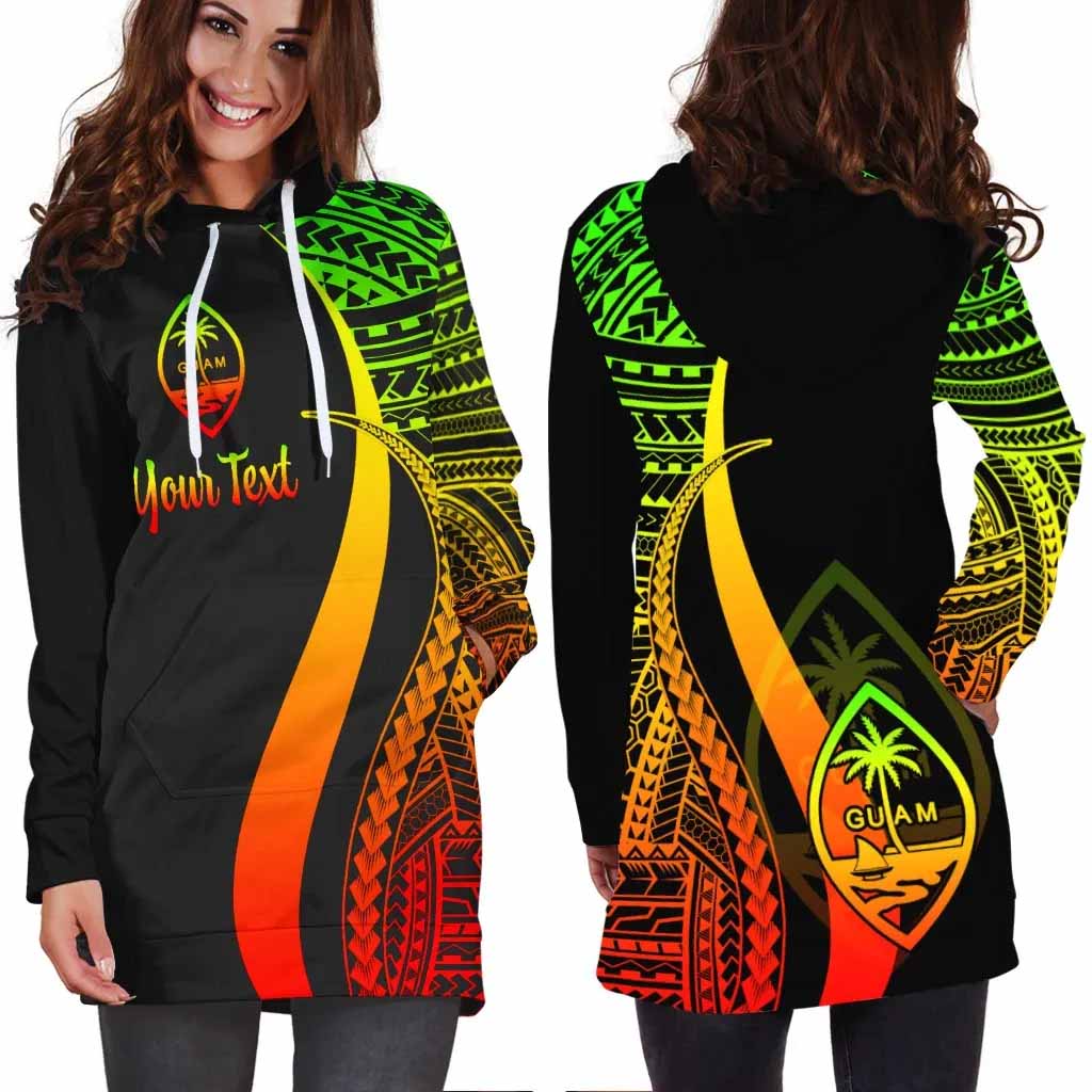 Guam Custom Personalised Hoodie Dress - Reggae Polynesian Tentacle Pattern