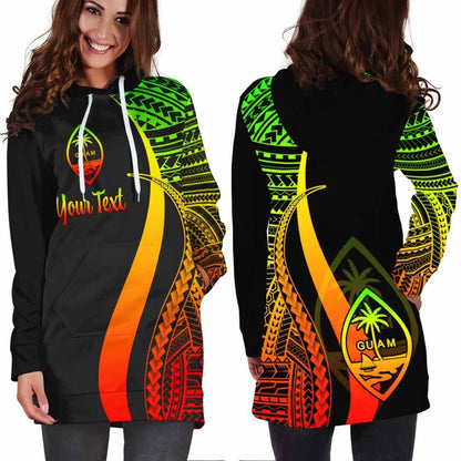 Guam Custom Personalised Hoodie Dress - Reggae Polynesian Tentacle Pattern