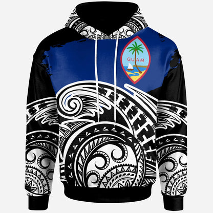 Guam - Custom Personalised Hoodie -   Ethnic Style With Round Black White Pattern