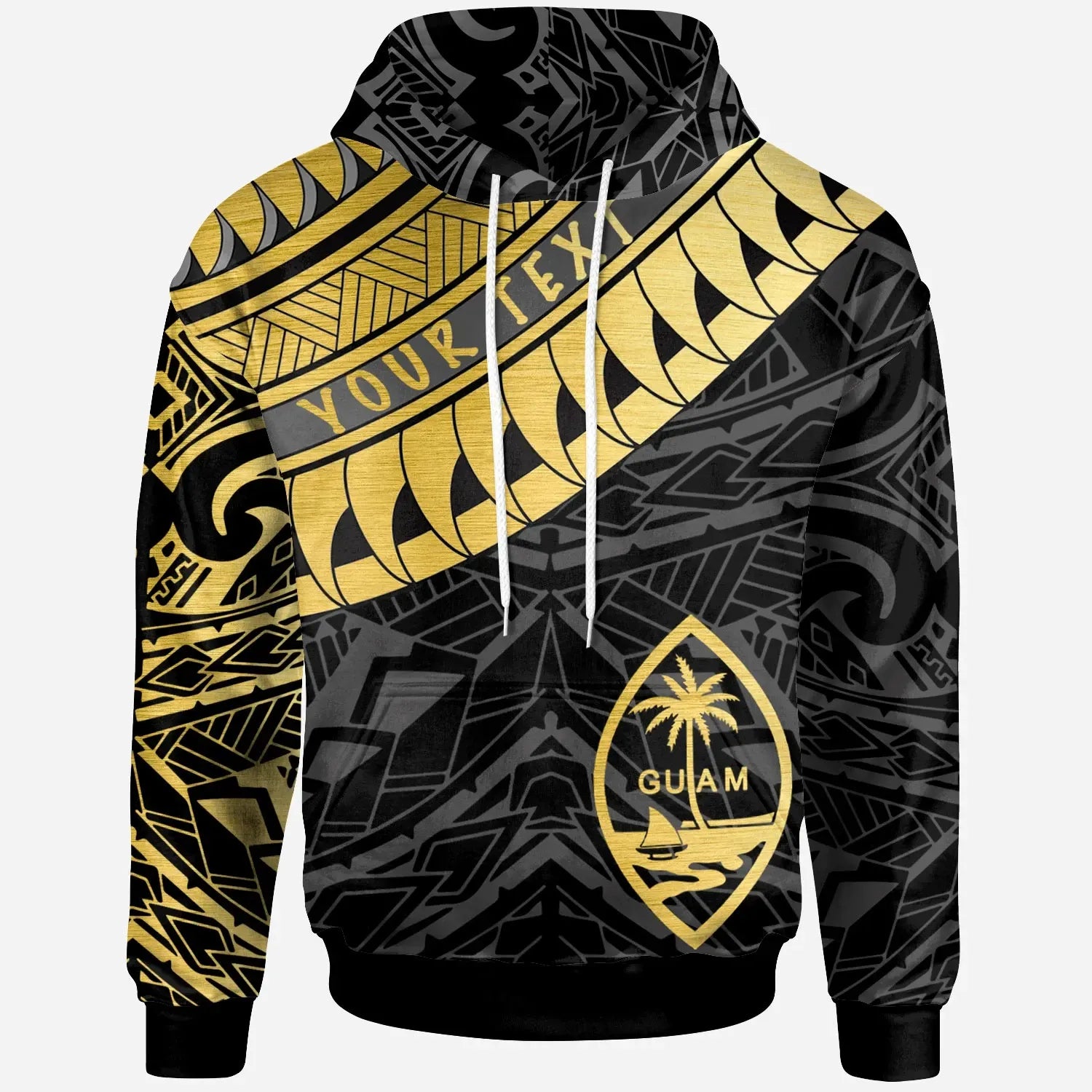 Guam - Custom Personalised Hoodie - Guam Ginger Lei Pattern Gold