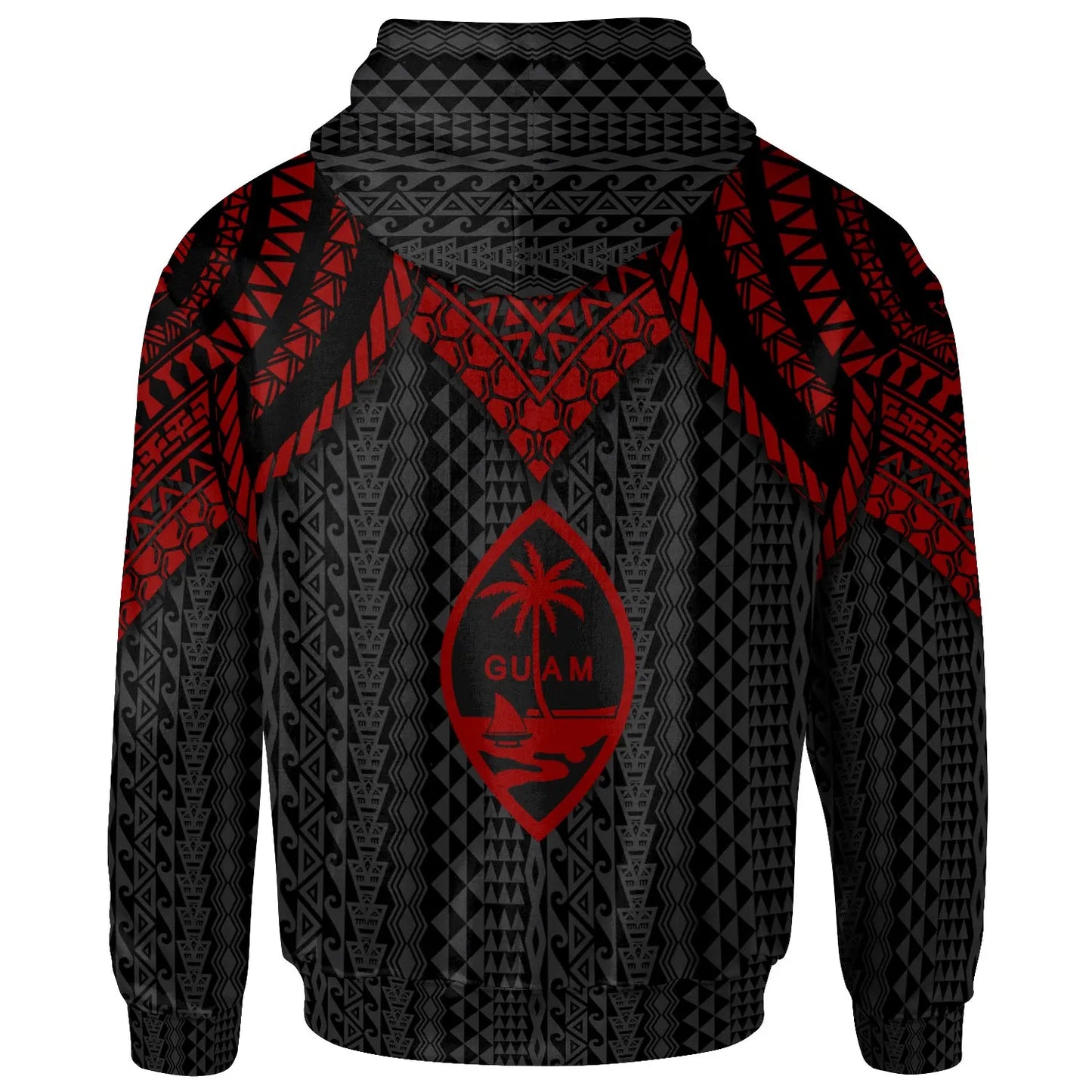 Guam Custom Personalised Hoodie - Polynesian Armor Style Red