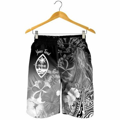 Guam Custom Personalised Men Shorts - Humpback Whale with Tropical Flowers (white)