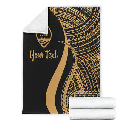 Guam Custom Personalised Premium Blanket - Gold Polynesian Tentacle Tribal Pattern