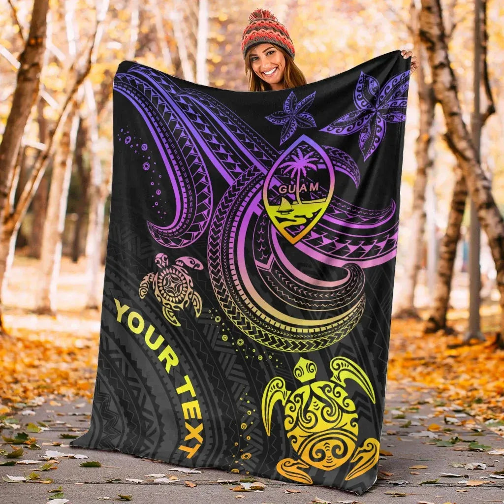 Guam Custom Personalised Premium Blanket- Pink Turtle