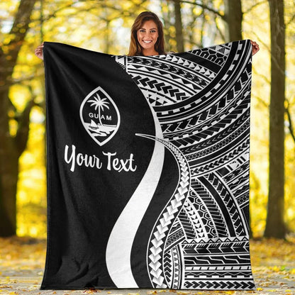 Guam Custom Personalised Premium Blanket - White Polynesian Tentacle Tribal Pattern