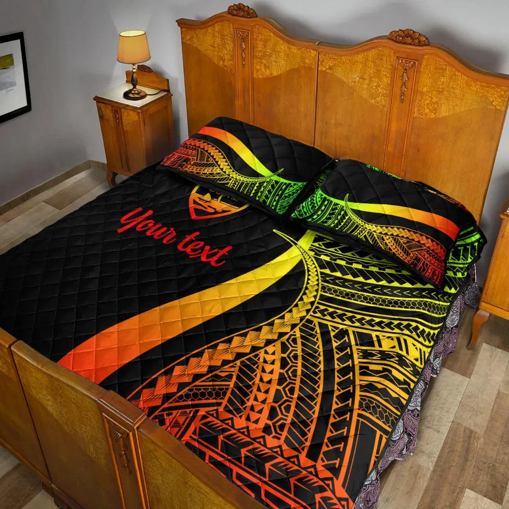 Guam Custom Personalised Quilt Bed Set - Reggae Polynesian Tentacle Tribal Pattern