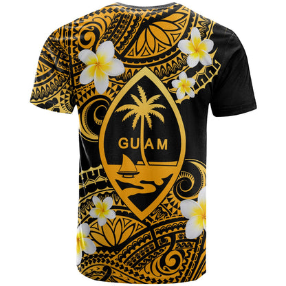 Guam Custom Personalised T-Shirt - Plumeria Polynesian Vibe Gold