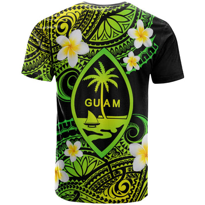 Guam Custom Personalised T-Shirt - Plumeria Polynesian Vibe Green
