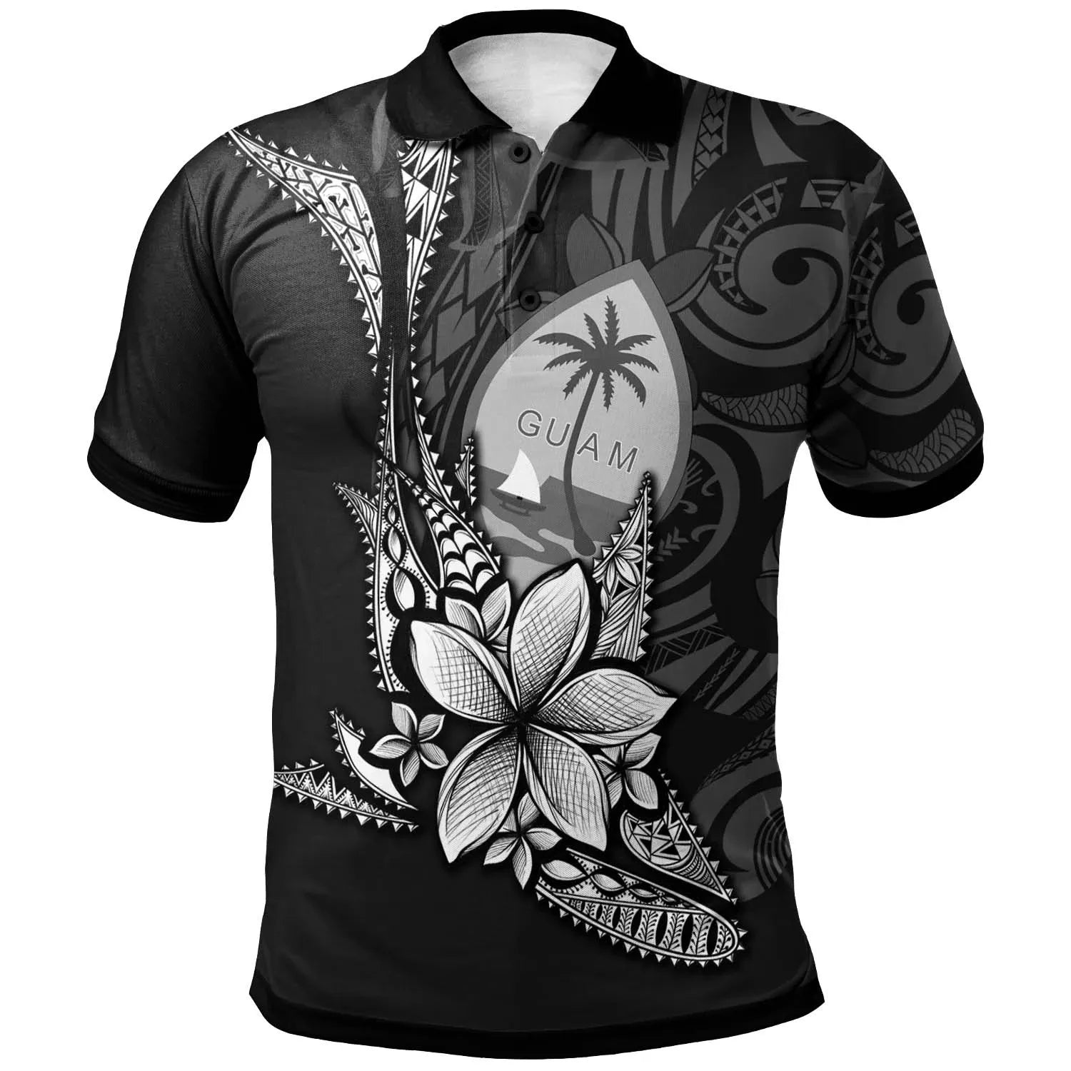 Guam Custom Personalised Polo Shirt - Fish With Plumeria Flowers Style