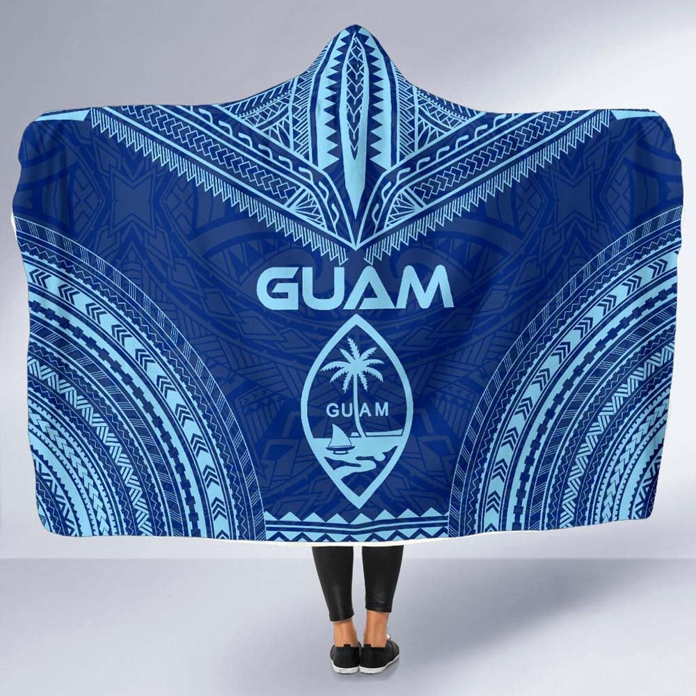 Guam Flag Polynesian Chief Hooded Blanket