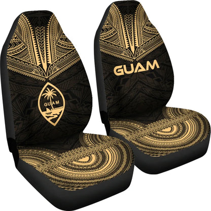 Guam Car Seat Cover - Guam Coat Of Arms Polynesian Chief Tattoo Gold Version